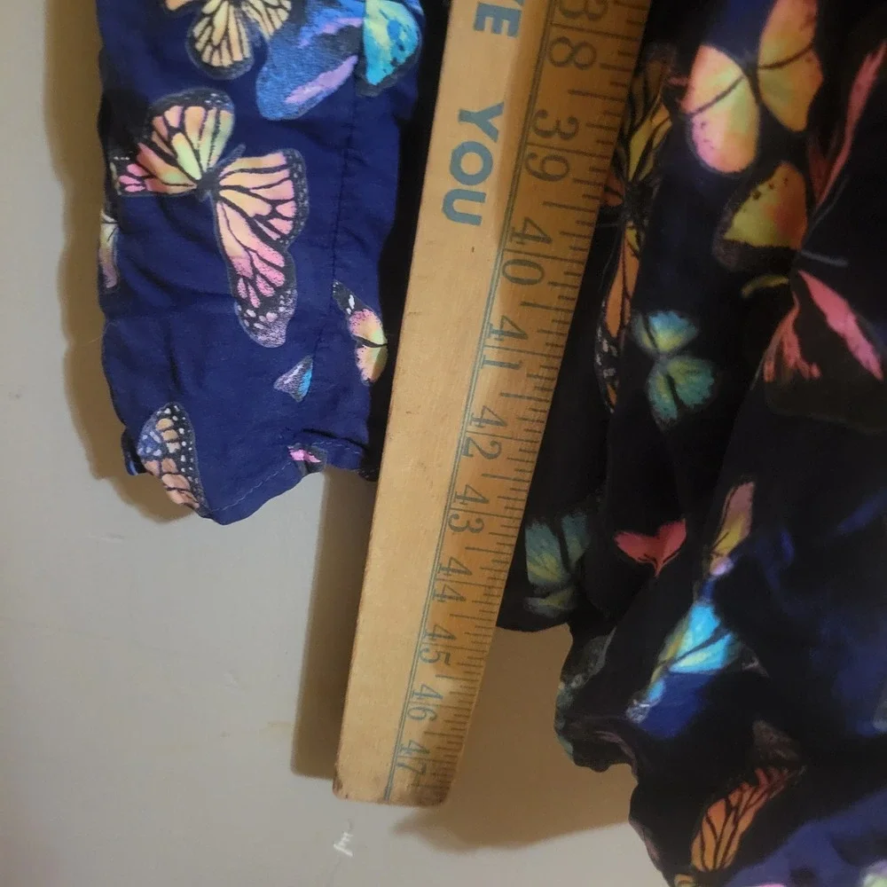 Justice Butterfly Maxi Dress Girls L 12/14 Navy Blue Excellent Tiered Smocked